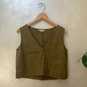 Elizabeth Suzann Polly Crop Olive Linen Small